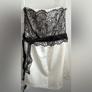 White House Black Market Elegant Black Lace Strapless Dress